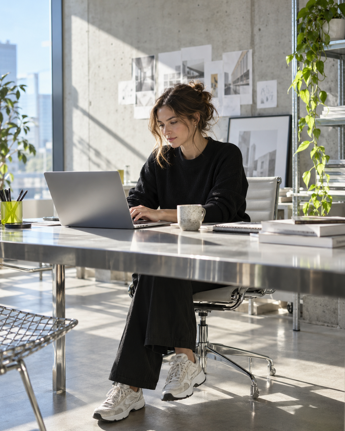 Editorial image of a designer working at a laptop